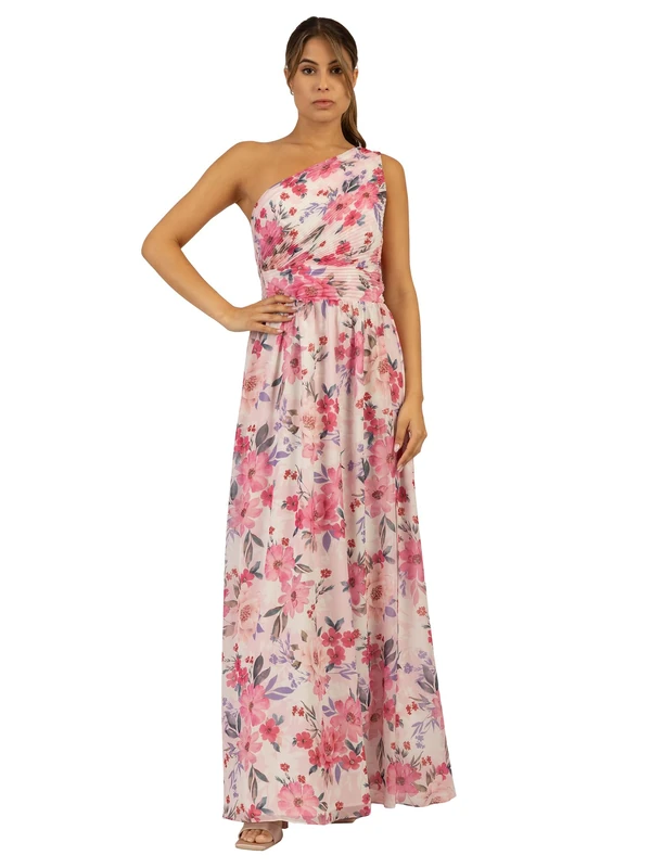 ApartFashion Women's One-Shoulder Evening Dress Prom, Powder-Multicoloured, 20