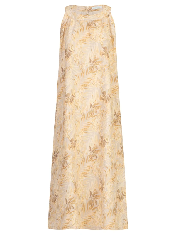 Mint & Mia Women's Linen Casual Dress, Sand-Multicoloured, 14