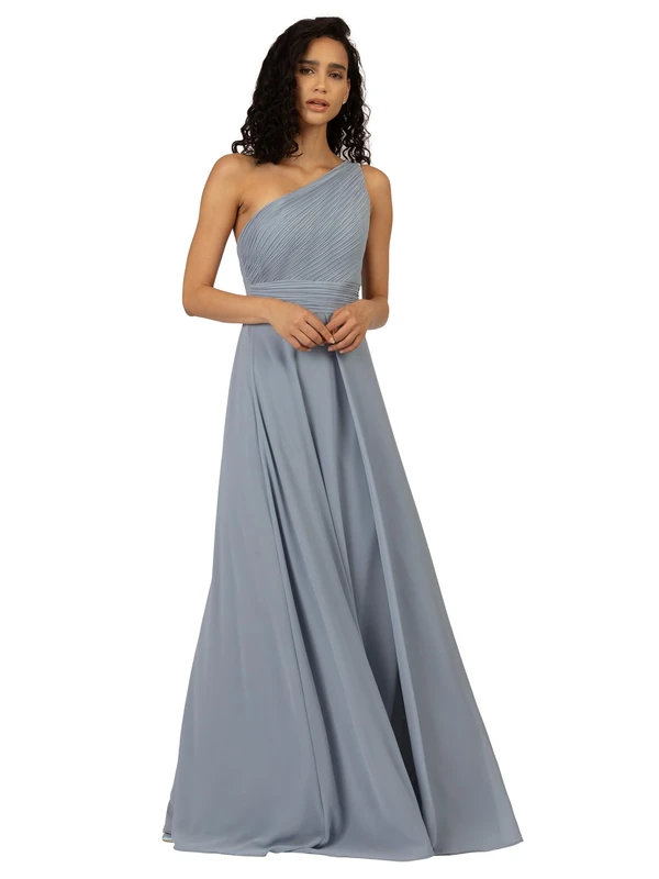 ApartFashion Women's One-Shoulder Evening Dress Formal Night, Smoke Blue, 10