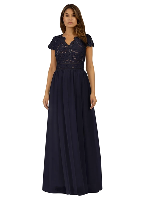 ApartFashion Women's Evening Formal Night Out Dress, Midnight Blue-Nude, 8