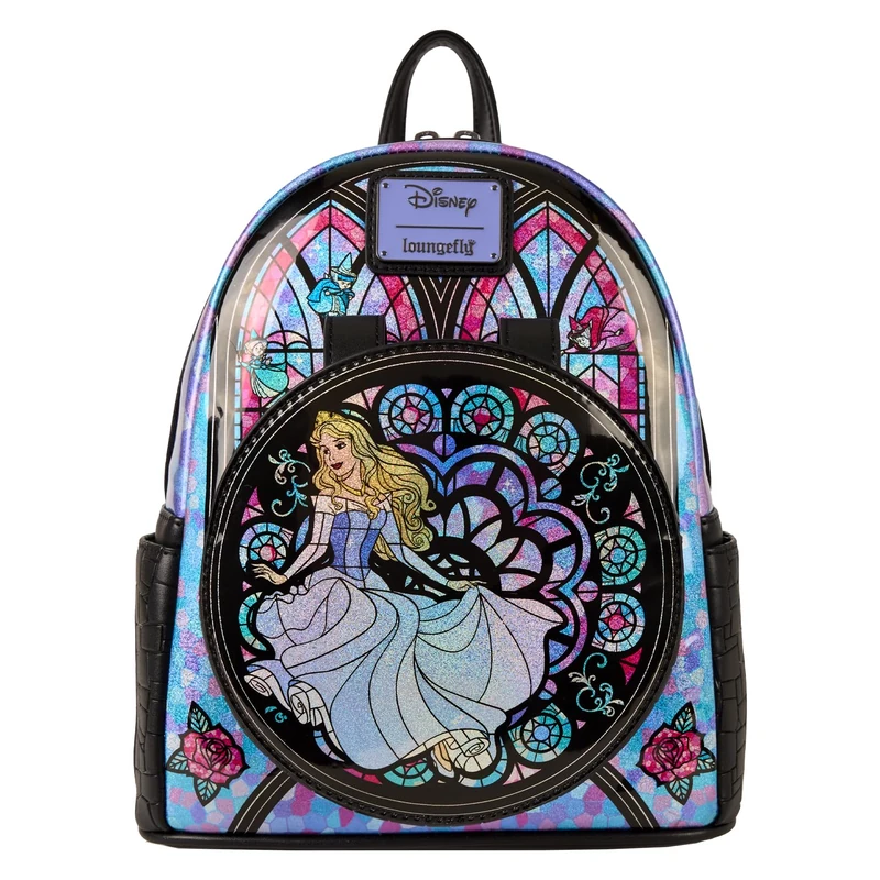 Loungefly Disney: Sleeping Beauty Stained Glass Collection - Mini Backpack - Disney Princesses - Amazon Exclusive - Premium Vegan Leather - Gift Idea - Official Merchandise - for Boys, Girls