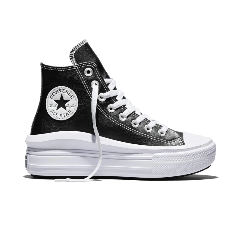CONVERSE A04294C Chuck Taylor All Star Move Platform FOUNDATIONAL Leather Women Black/White/White UK 4