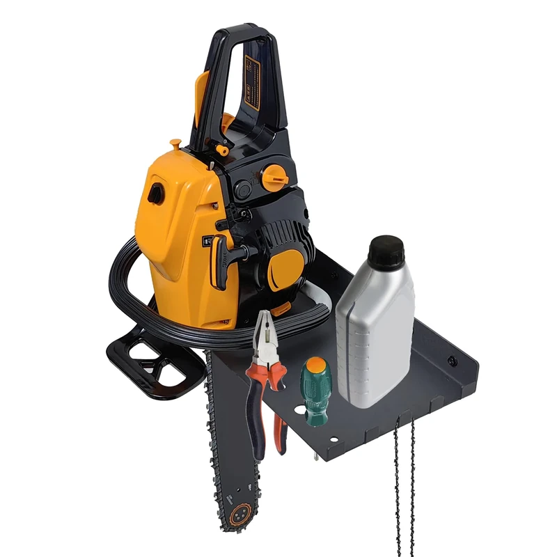 LHERUT Chainsaw Shelf Stand Holder Garage Storage Wall Organizer, Chainsaw Wall Mount Hanger Hook Chain Saw Rack Accessories Tool Black Metal Floating Shelf