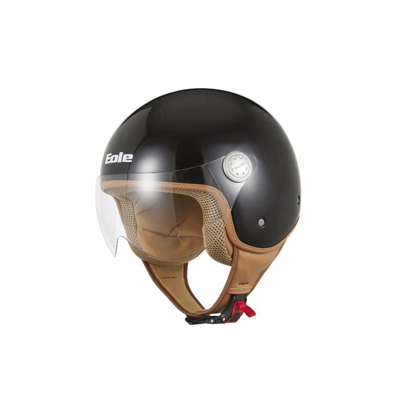EOLE Jet Road Helmet Gloss Black Interior Brown, Size XS (53-54 cm) - Image 1