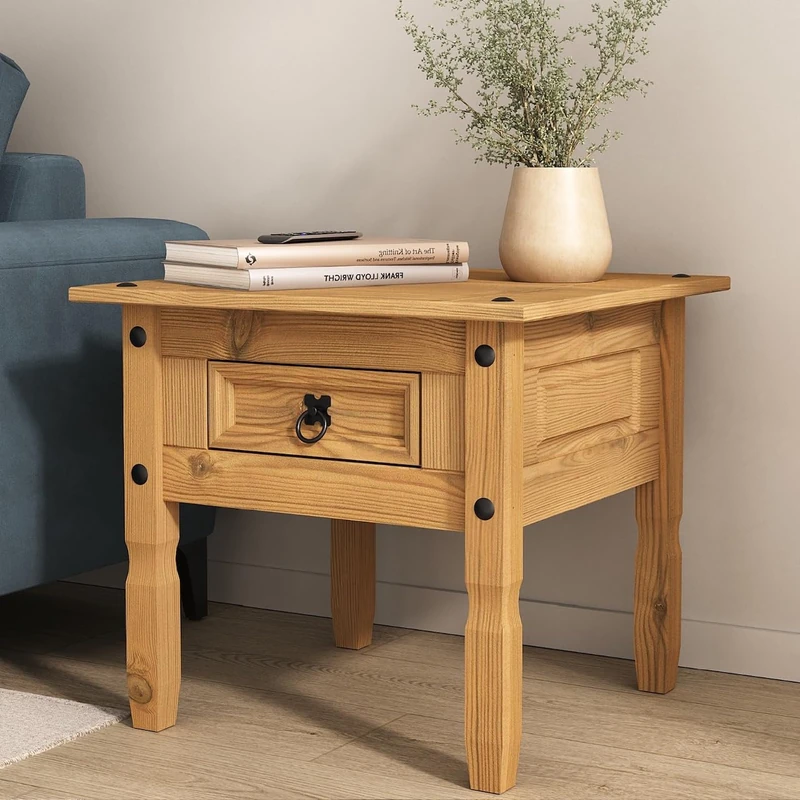 Corona 1 Drawer Lamp Table Mexican Solid Pine