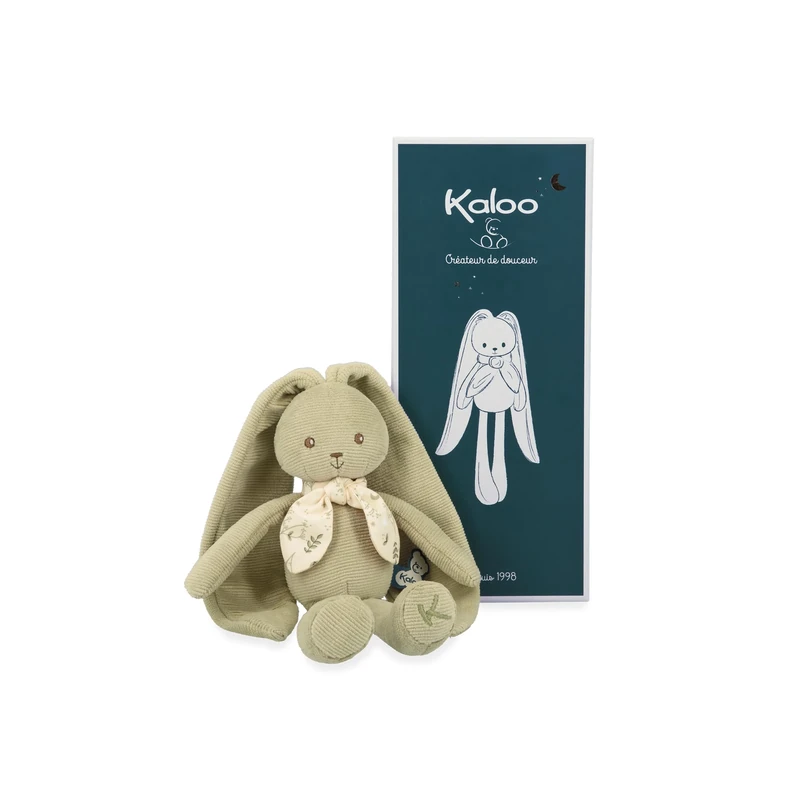 Kaloo - Lapinoo - Green Rabbit Doll - Baby’s Small Corduroy Plush - 25 cm - Ultra-Soft Material - Gift Box - 0 Months +, K218014