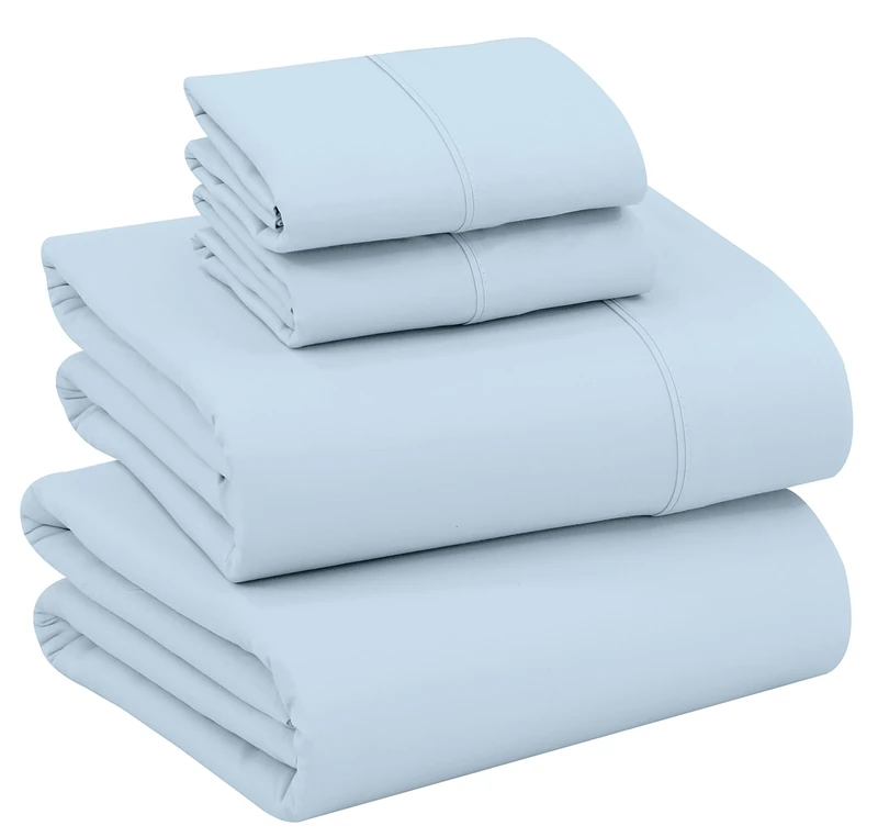 RUVANTI 100% Cotton Sheets – California King Percale Bedding, Cooling & Breathable, Durable with a Crisp, Soft & Comfortable Feel, 14" Deep Pocket, 4-Piece Set, Baby Blue