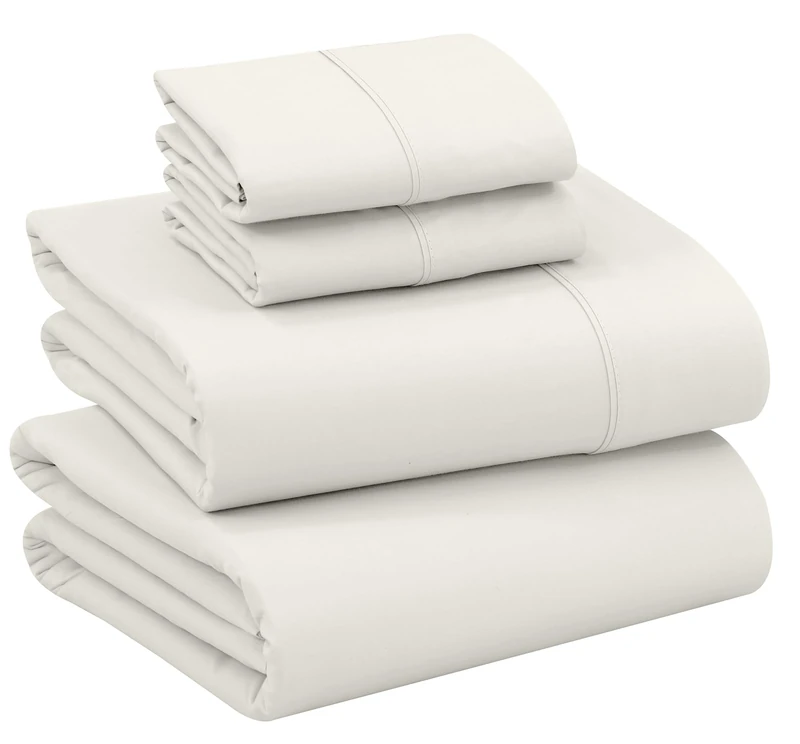 Ruvanti 100% Cotton Full Size Bed Sheets, 4 Pieces, Soft & Breathable Percale Weave Bedding, Deep Pocket 16", Hotel Standard, Crisp Cool Feel, Durable, Perfect Sheet Set Dyed, Ivory