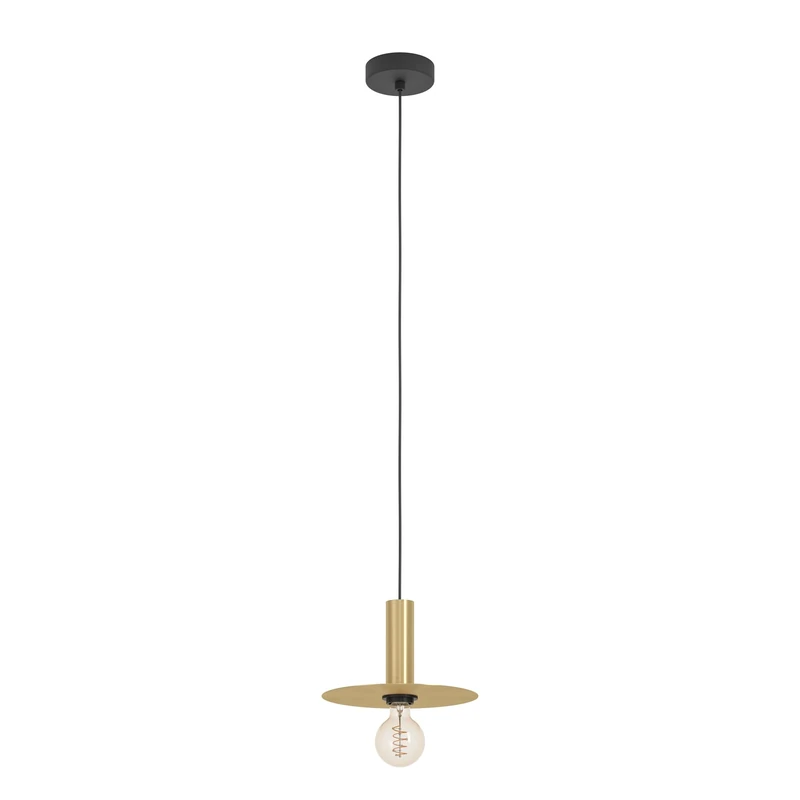 Eglo Pendant Lighting Escandell, Ceiling Light Fitting for Dining Room, Hanging lamp Made of Metal in Black and Brushed Brass, E27 Socket, Ø 10"
