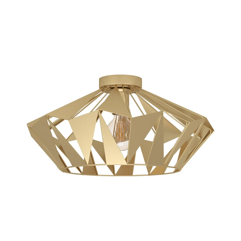 Eglo Ceiling Light Fixture Carlton, Flush-Mount Ceiling lamp in Retro Design, Gold Metal Living Room and Hallway Lighting, E27 Socket