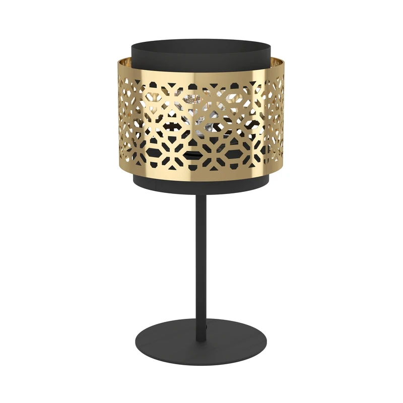 EGLO LED bedside lamp Sandbach, elegant light fixture, living room and bedroom lighting, metal in black and brass, E27 fitting