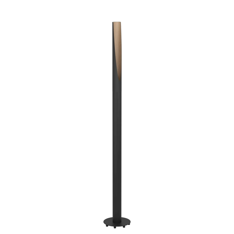 Eglo LED Floor lamp Barbotto, Elegant Standing Light, uplighter for Living Room and Bedroom, floorlamp with indirect Light, Black Steel and Natural Wood, Warm White, 54 in
