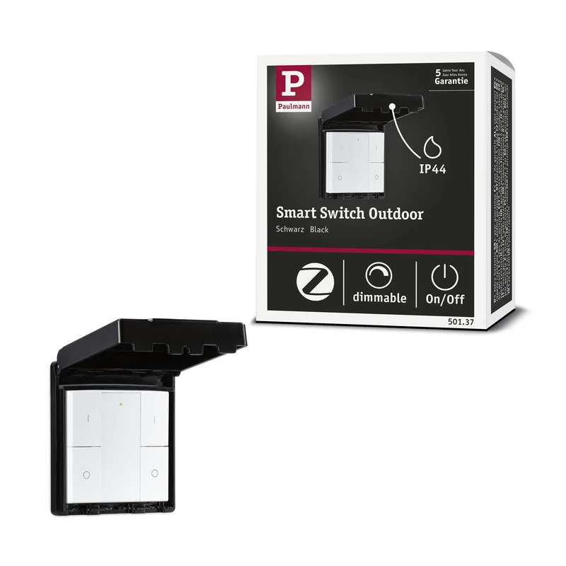 Paulmann 50137 Smart Home Zigbee Wall Switch Outdoor IP44 on/Off/dim White Control Plastic