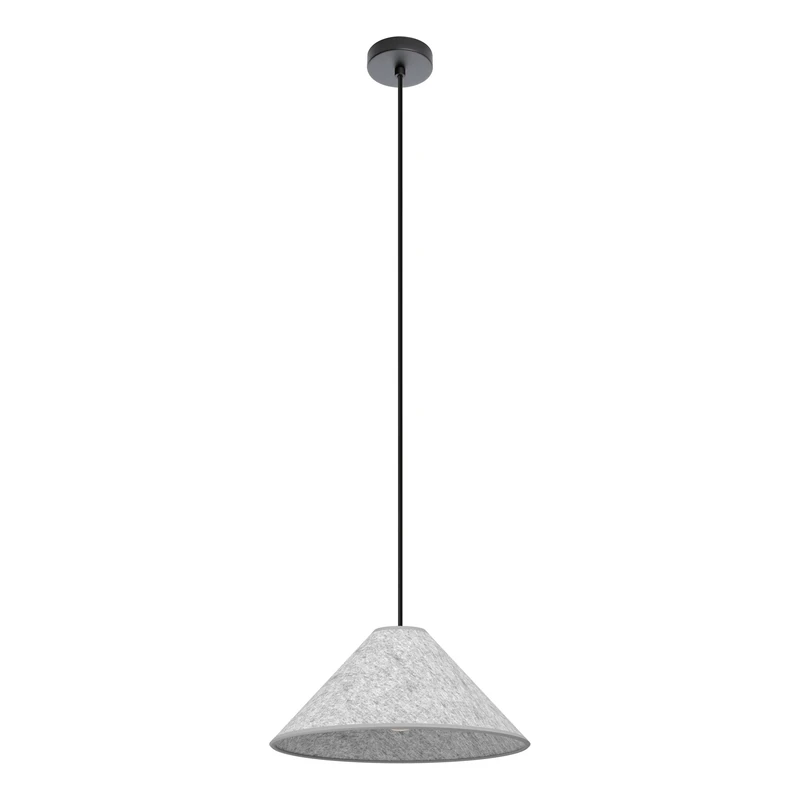 Eglo Pendant Lighting Alsager, Ceiling Light Fitting for Dining Room, Hanging lamp Made of Grey Felt and Black Metal, E27 Socket, Ø 16"