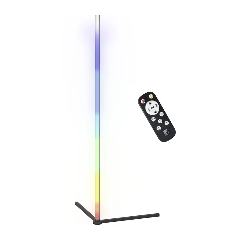 Eglo LED Corner Floor lamp RGBIC, floorlamp with Light Effects, Gaming Room and Party Decoration, Standing lamp for Living Room with Remote Control, Warm White and RGB, Black Metal