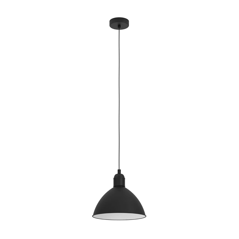 EGLO Pendant lighting Priddy, ceiling light fitting for dining and living room, black metal hanging lamp with E27 socket, Ø 12 in