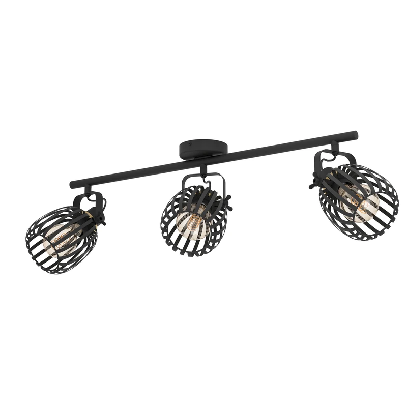 Eglo Girona Ceiling Light - 3-Flame Black and Brushed Brass