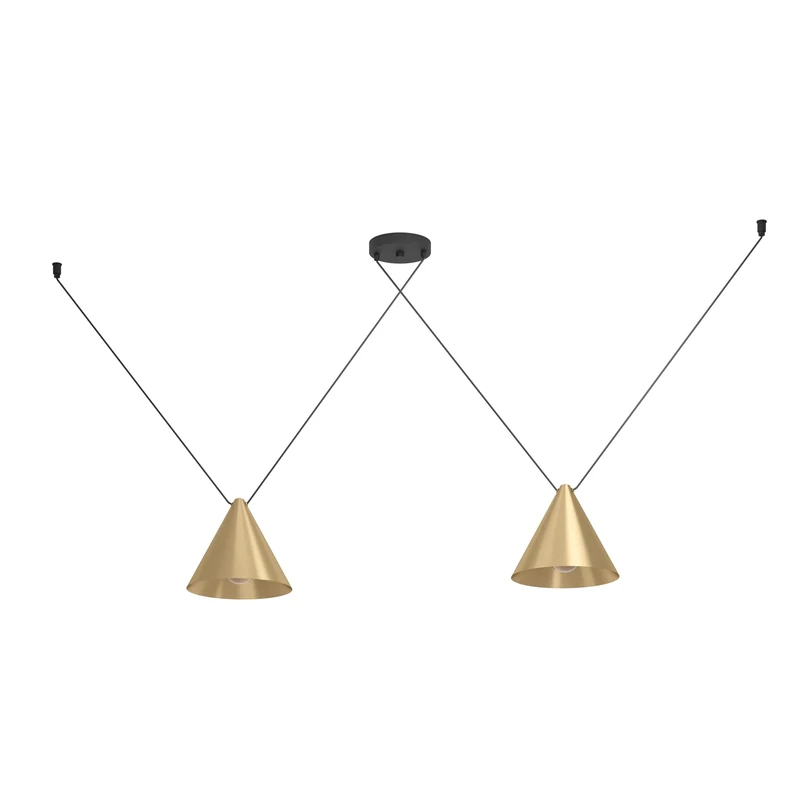 Eglo Pendant Lamp Narices 1, Retro Dining Light, Vintage Ceiling Light in Black and Brushed Brass Metal, E27 Socket