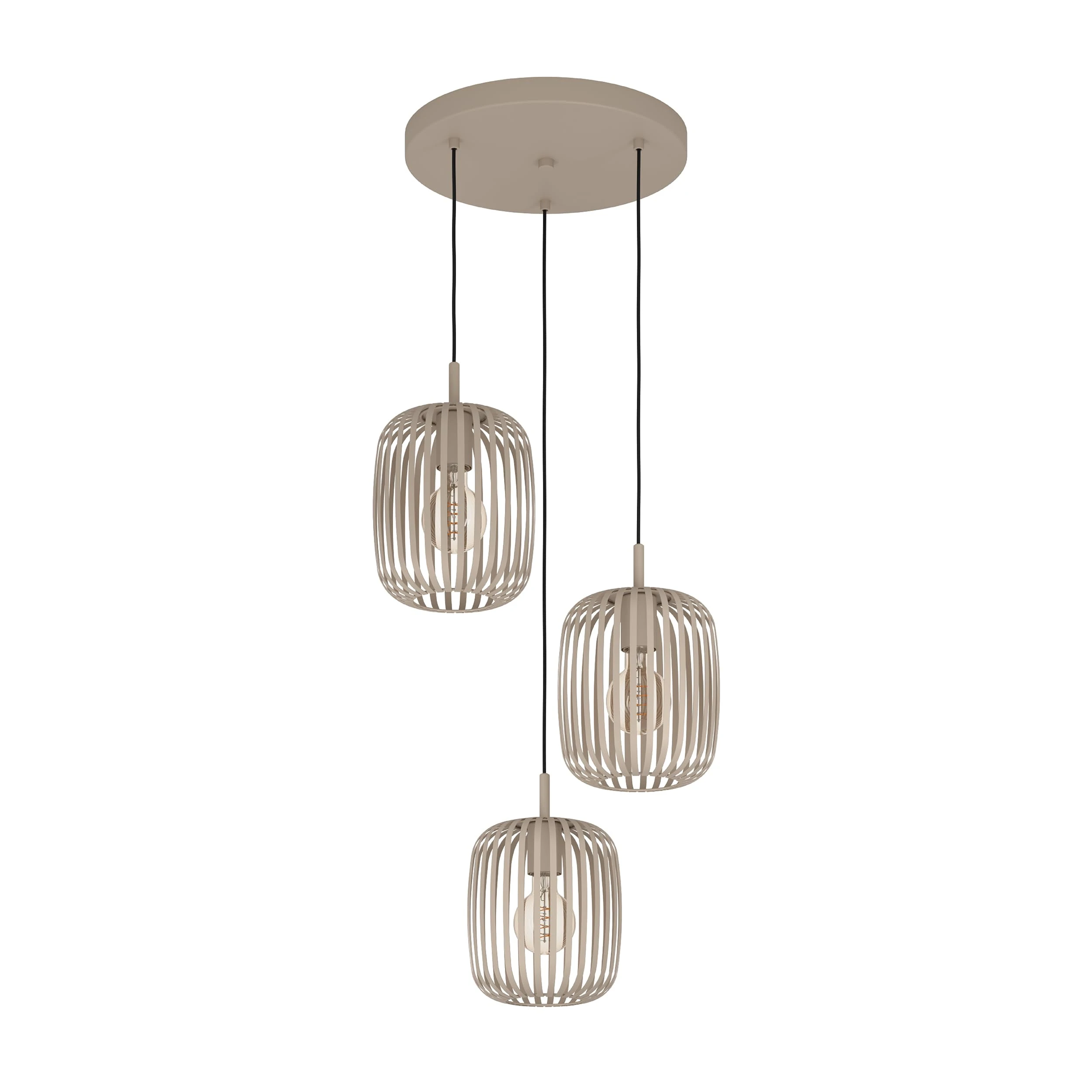 Eglo Romazzina Pendant Light, 3-Light Hanging lamp for staircases and Galleries, Round Metal Ceiling Lighting in Sand Colour, E27 Socket, Ø 46 cm
