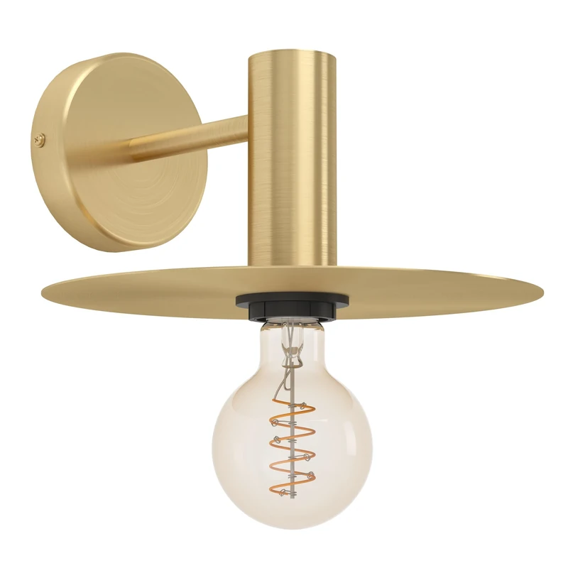 Eglo Wall Light Fixture Escandell, Elegant Indoor lamp, Living Room and Hallway Lighting, Spotlight Made of Metal in Brushed Brass, E27 Socket