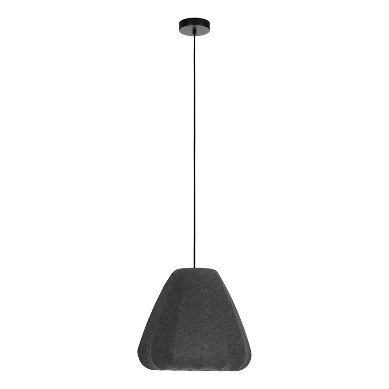 Eglo Pendant Lighting Barlaston, Ceiling Light Fitting for Dining Room, Hanging lamp Made of Grey Fabric and Black Metal, E27 Socket, Ø 14"