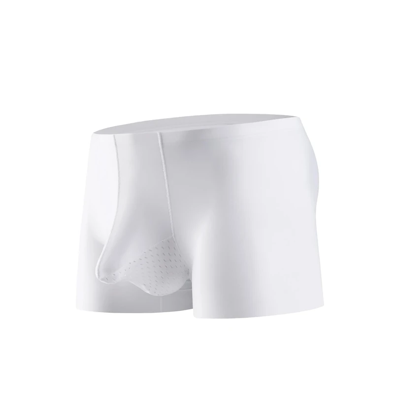 Drelaar Men's Sexy Dual Pouch Silky Boxer Shorts Breathable Comfort Super Soft Trunks Medium White