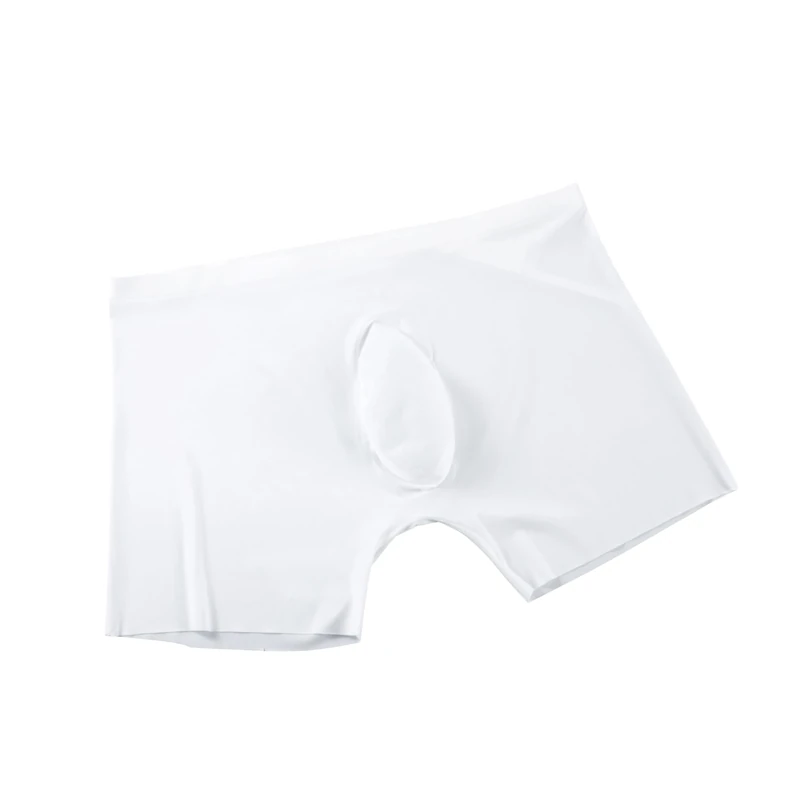 Drelaar Men's Seamless Boxer Shorts Ultra Soft Ice Silk Stretchy Underwear Trunks Large White