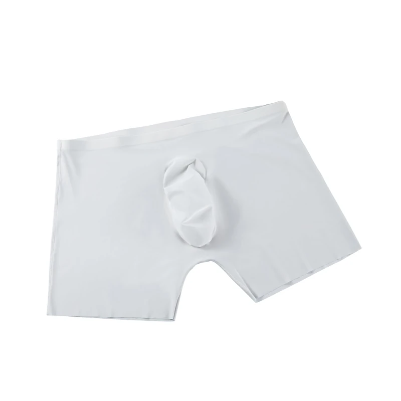 Drelaar Men's Seamless Boxer Shorts Ultra Soft Ice Silk Stretchy Underwear Trunks Large Grey