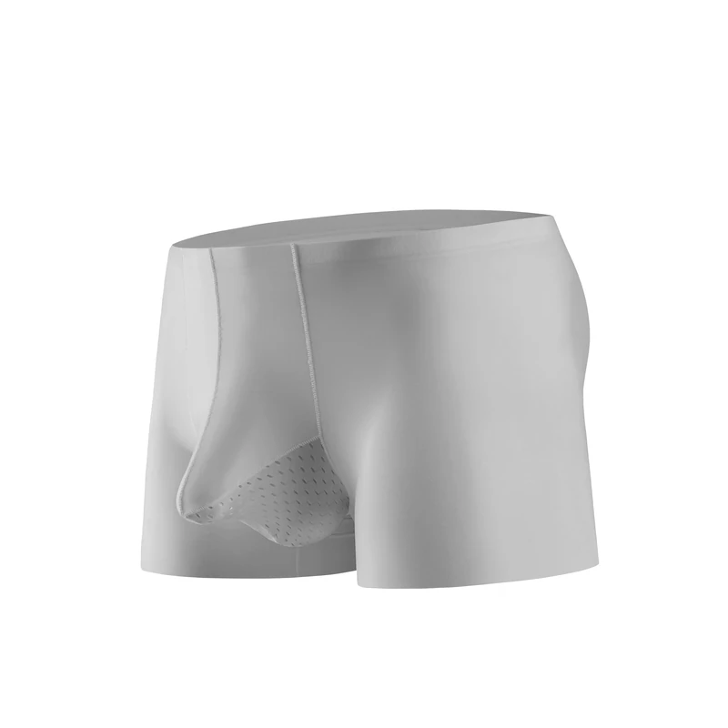 Drelaar Men's Sexy Dual Pouch Silky Boxer Shorts Breathable Comfort Super Soft Trunks Medium Grey