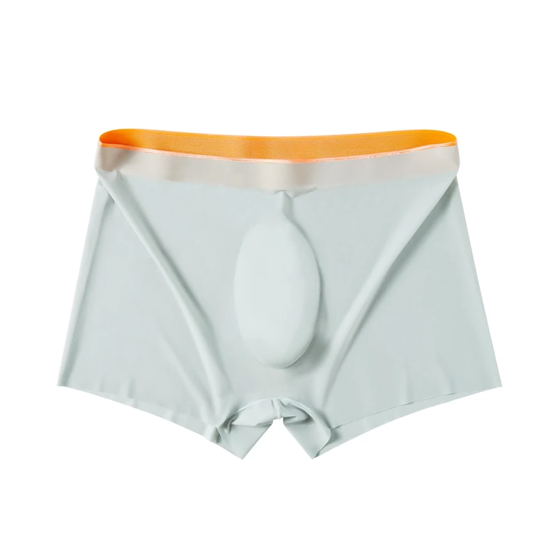 Drelaar Men's Silky Ultra-Thin Comfort Underwear Trunks Breathable Pouch Boxer Briefs Medium Light Grey