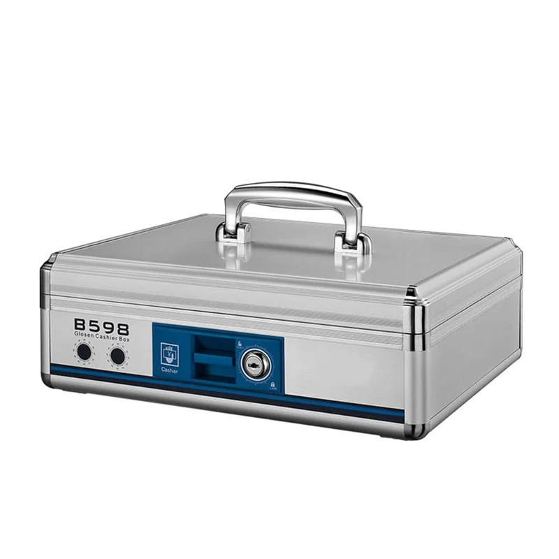 STOBOK Box Cash Box with Money Tray Cash Safe Square Cash Drawer Money Handle Cash Storage With Lock Metal Small Portable