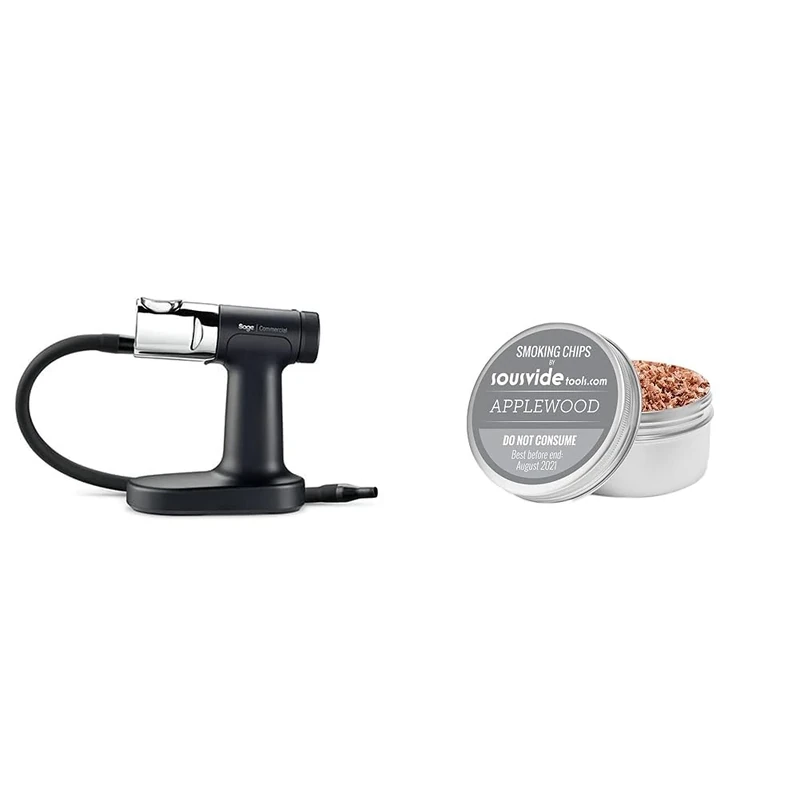 PolyScience The Smoking Gun Pro Sage Commercial Induction Cooking System, 1 kg, Black & Polyscience SVT-CHIPSAPP Applewood Flavour Wood Chips for Smoking Gun (250ml)