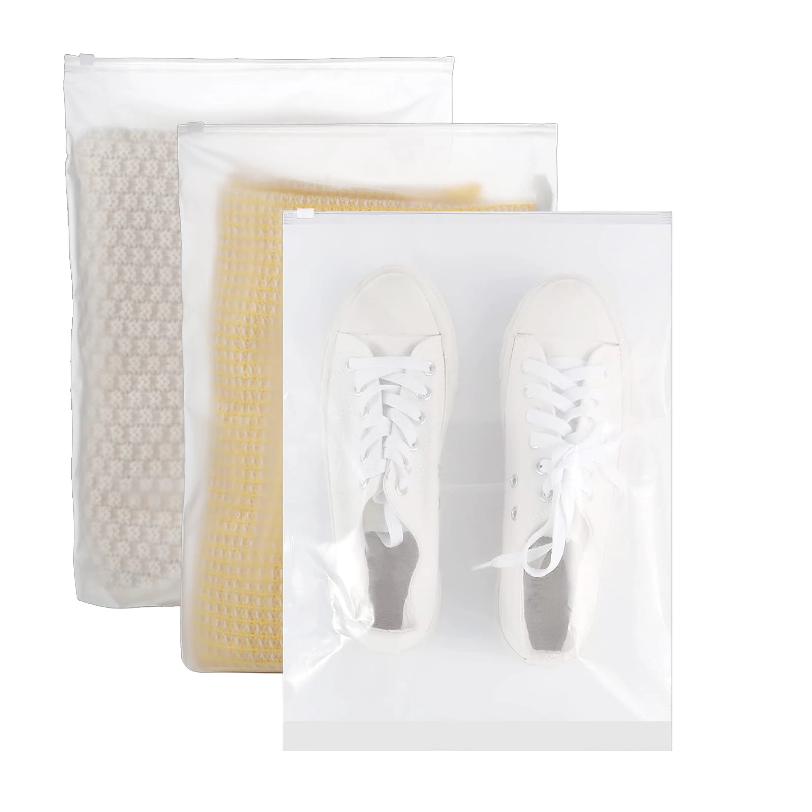 40 Pcs Ziplock Bags, 40 X 30cm Large Travel Clothes Storage Bags Reusable Clear Storage Bag Zip Lock Seal Bag Waterproof Luggage Organiser for Clothes Shoe Cosmetics Offices Supplies