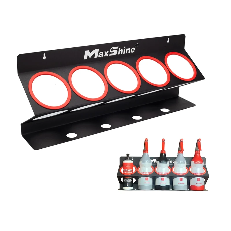 Maxshine Detailing Bottle Holder -Holds up to 5 sprayers (16/32oz) w/ 4 Small Holes - Organizer, Sturdy, Simple & Lightweight Design, Easy Wall Mounting - Detailing Accessories and Supplies (1Pack)