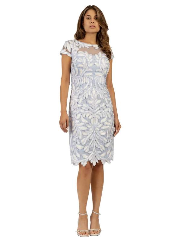 ApartFashion Women's Cocktail Formal Night Out Dress, Light Blue-Cream, 6