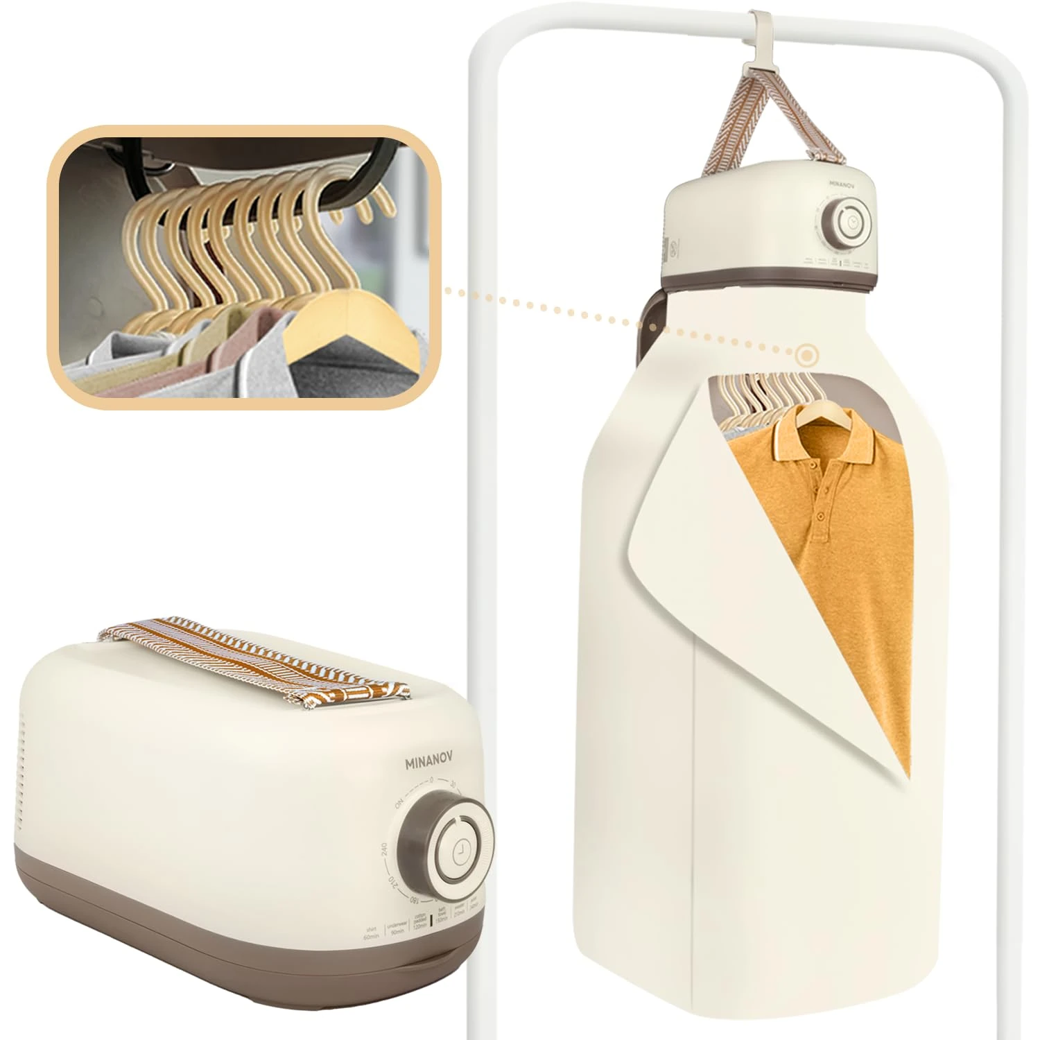 Minanov Portable Clothes Dryer - Compact Travel, Apartment & RV Dryer - Easy to Use with Timer Function