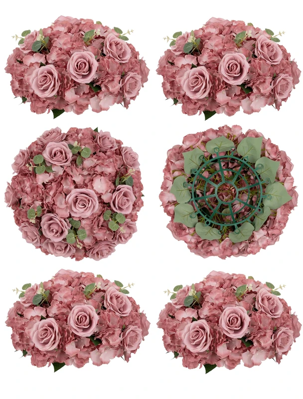 BLOSMON Artificial Flower Balls Wedding Centerpieces, 6 Pcs, Dusty Pink