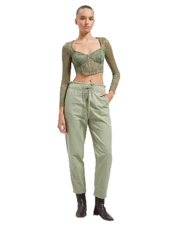 Koton Women's Trousers Pants Style Elastic Waistband Drawstring Cotton Pockets Shorts, Khaki(864), 8