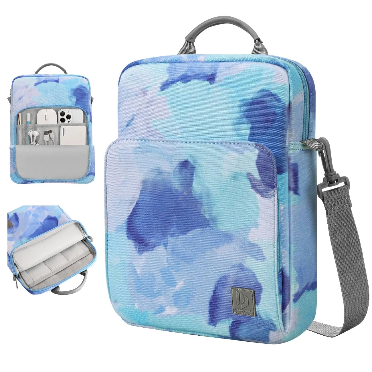Dadanism 9-11 Inch Tablet Sleeve Bag Carrying Case with Shoulder Strap for iPad (A16) 11", iPad 10th Gen 10.9" Air 5/4, i-Pad Air/Pro 11", i-Pad 9/8/7th 10.2", Galaxy Tab A9+ Plus 11",Graffiti blue
