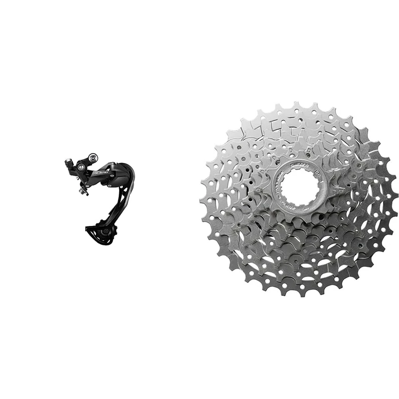 SHIMANOSHIMANO,Black,ERDM3100SGS Alivio Alivio M3100 rear derailleur, 9-speed, Shadow design, SGS long cage & CASSETTE HG400 9 speed 11-34SHIMANO