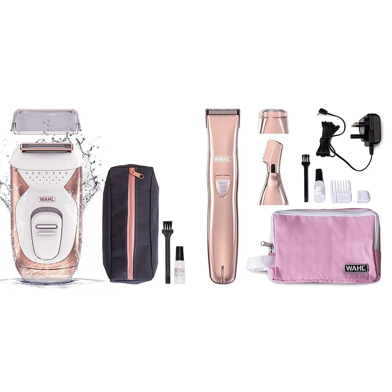 WAHL Ladies Shaver, Wet Dry Hair Remover Legs Underarms, Bikini Trimmer, Painless Hair Removal & 3-in-1 Ladies Face and Body Hair Remover, Womens Hair Removal Trimmer, Female Rotary Shaver, Golden