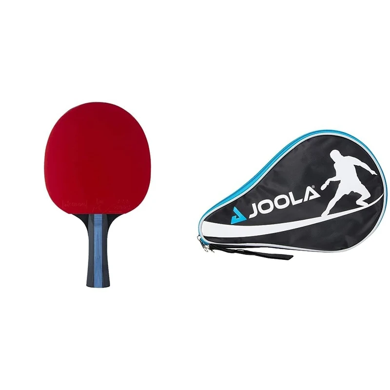 StigaSTIGA Future 3-Star Table Tennis Bat, Red/Black & Joola Table Tennis Racket Bag - Black/BlueJOOLA