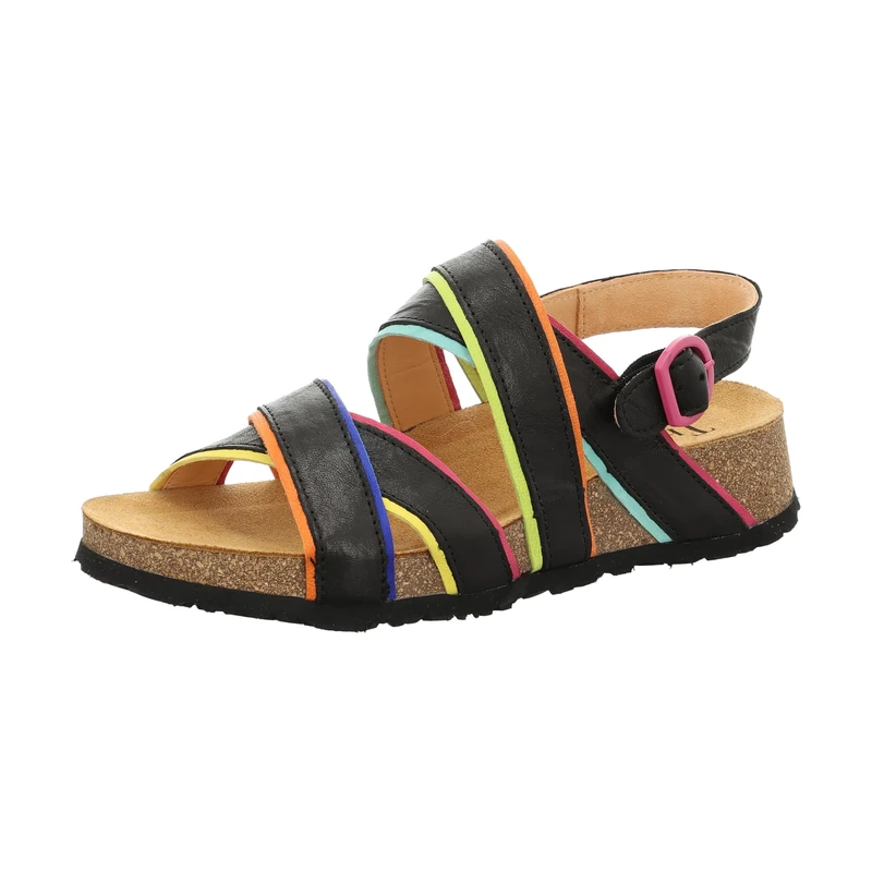 Think! Damen KOAK chromfrei gegerbte nachhaltige Sandale, SCHWARZ/KOMBI 0000