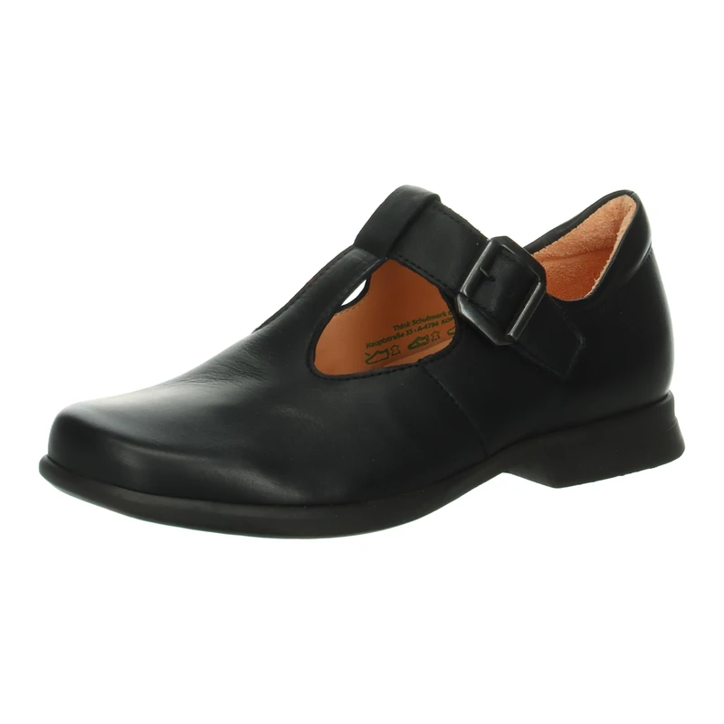 Think! Damen Pensa chromfrei gegerbte nachhaltige Halbschuhe, Schwarz 0000