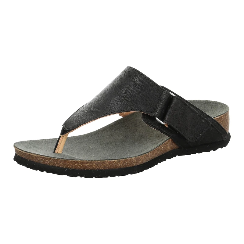 Think! Damen JULIA chromfrei gegerbte nachhaltige Pantolette, SCHWARZ 0000