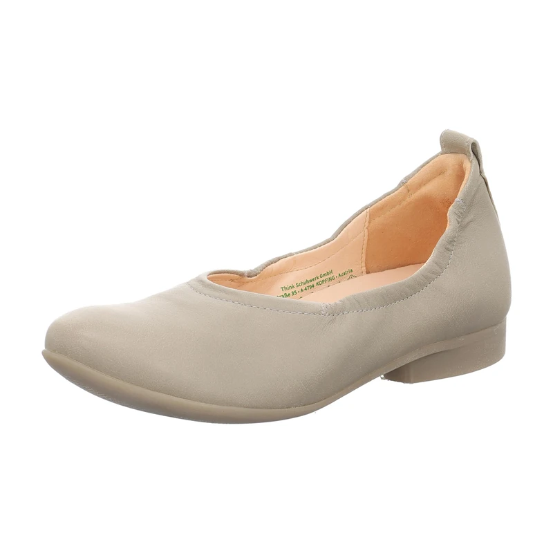 Think! Women's Guad2 Chrome-Free Tanned Sustainable Replaceable Footbed Ballet Flat, Pearl 2010, 6 UK