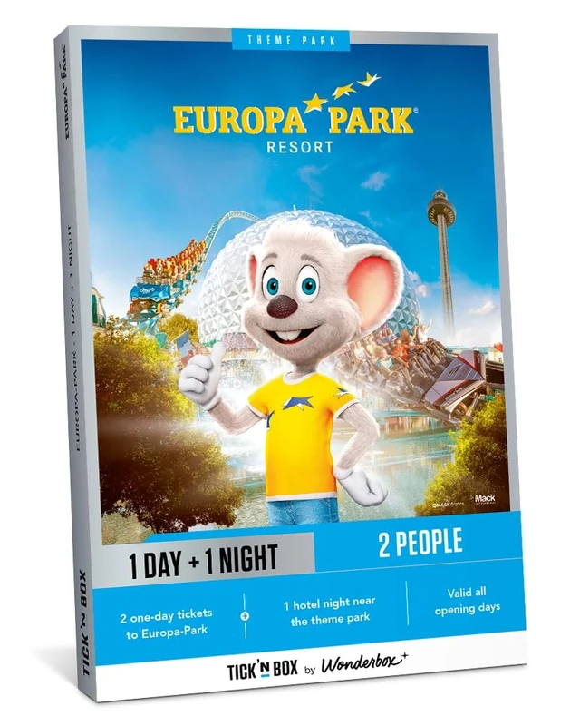 Tick&Box - Gift Box - Europa Park Stay - Visit Europe's Most Popular Theme Park - 1 Day Entry for 2 & 1 Night stay - Unique Idea - Valid for 2 years