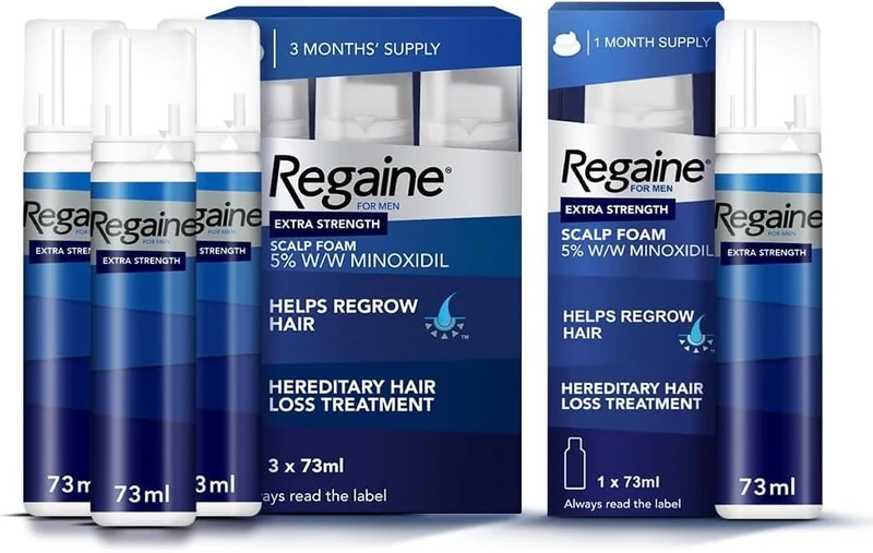 Regaine For Men Extra Strength Scalp Foam (4x 73 ml), Treatment for Hair Regrowth in Men with 5% Minoxidil, 4-Month Supply of Cutaneous Foam for Male Hair Loss