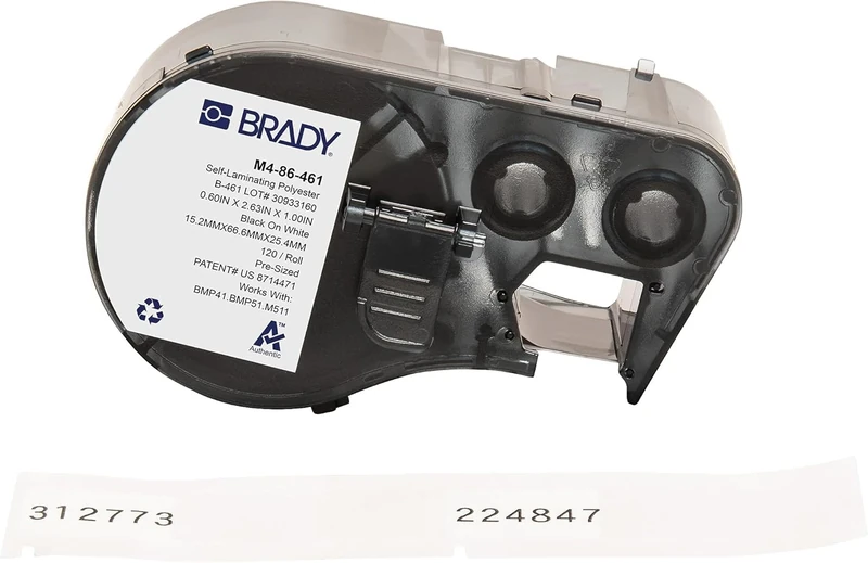 Brady Label Tape for Label Printers M410, M510 & M511 – Self-Adhesive Industrial Labels – Black on White (66.68 mm x 15.24 mm) – M4-86-461