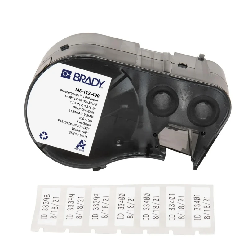 Brady Polyester Cryogenic Laboratory Labels for Label Printer M510 M511 - Centrifuges, Test Tubes, Vials, Straw pipettes - Black on White (31.75 mm x 9.53 mm) - M5-112-490